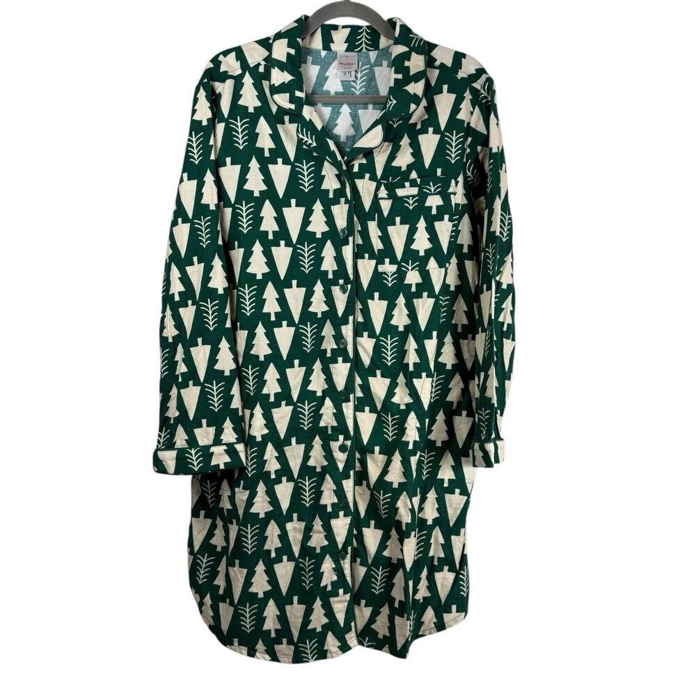 Hanna Andersson Pajamas Womens Medium Flannel Night Shirt Cotton Tree Print